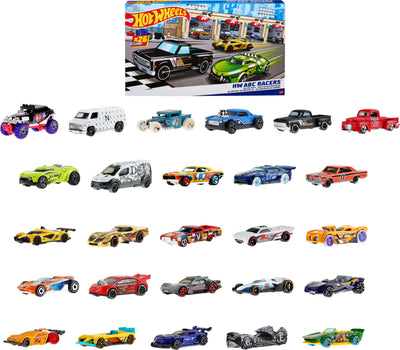 Hot Wheels ABC Racers Set of 26 1:64 Scale Toy Cars & Trucks with an Alphabet Letter on Each Colorful Vehicles Learning Toys for Kids
